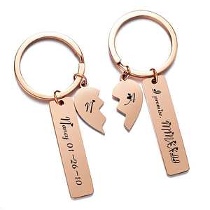 Porte-clés personnalisé cœur séparable pour Couple