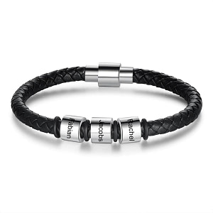 Bracelets en cuir noir personnalisés pour hommes 3