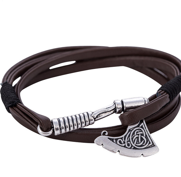 Bracelet hache Viking en cuir 4