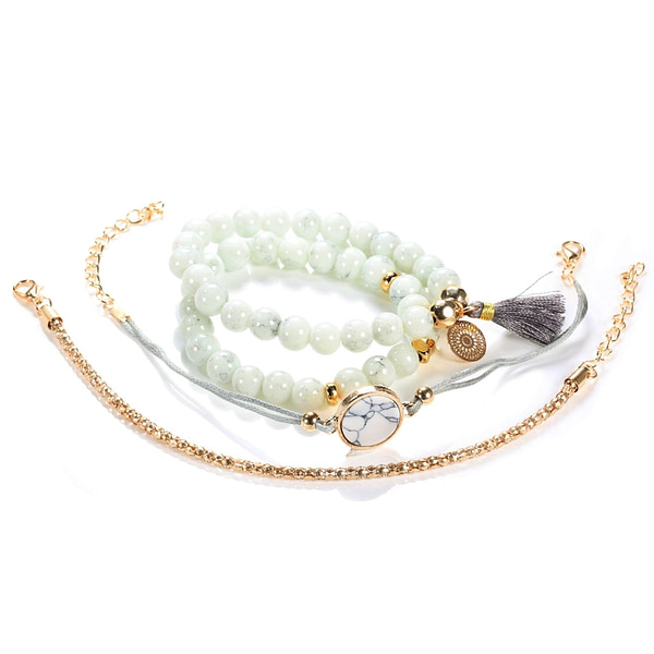 Lot de 4 bracelets chaînes avec des perles en pierre 6