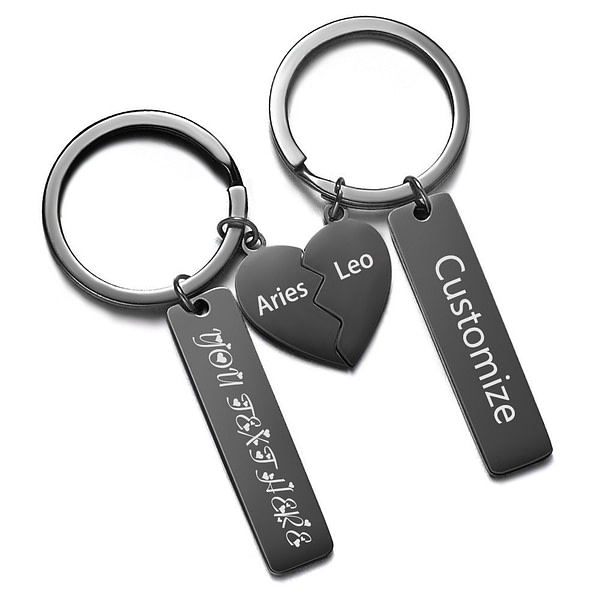 Porte-clés personnalisé cœur séparable pour Couple 5
