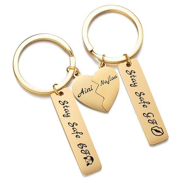 Porte-clés personnalisé cœur séparable pour Couple 7